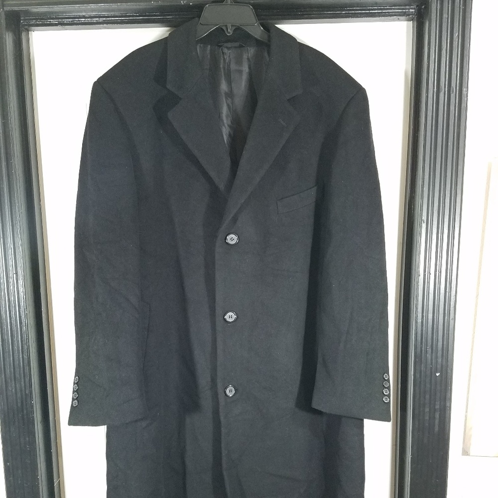 Lauren Ralph Lauren Wool Blend Black Peacoat Mens